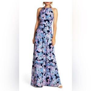 Lilly Pulitzer Martina Maxi Dress In High Tide Navy Holy Flockamolie